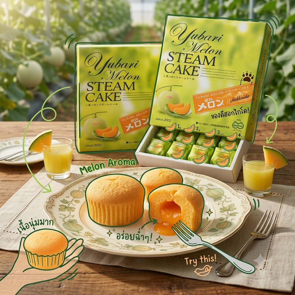 พร้อมส่งในไทย ​ yubari melon steam cake 20ชิ้นส่งตรงจากญี่ปุ่น ล็อตใหม่ๆหอมๆค่า