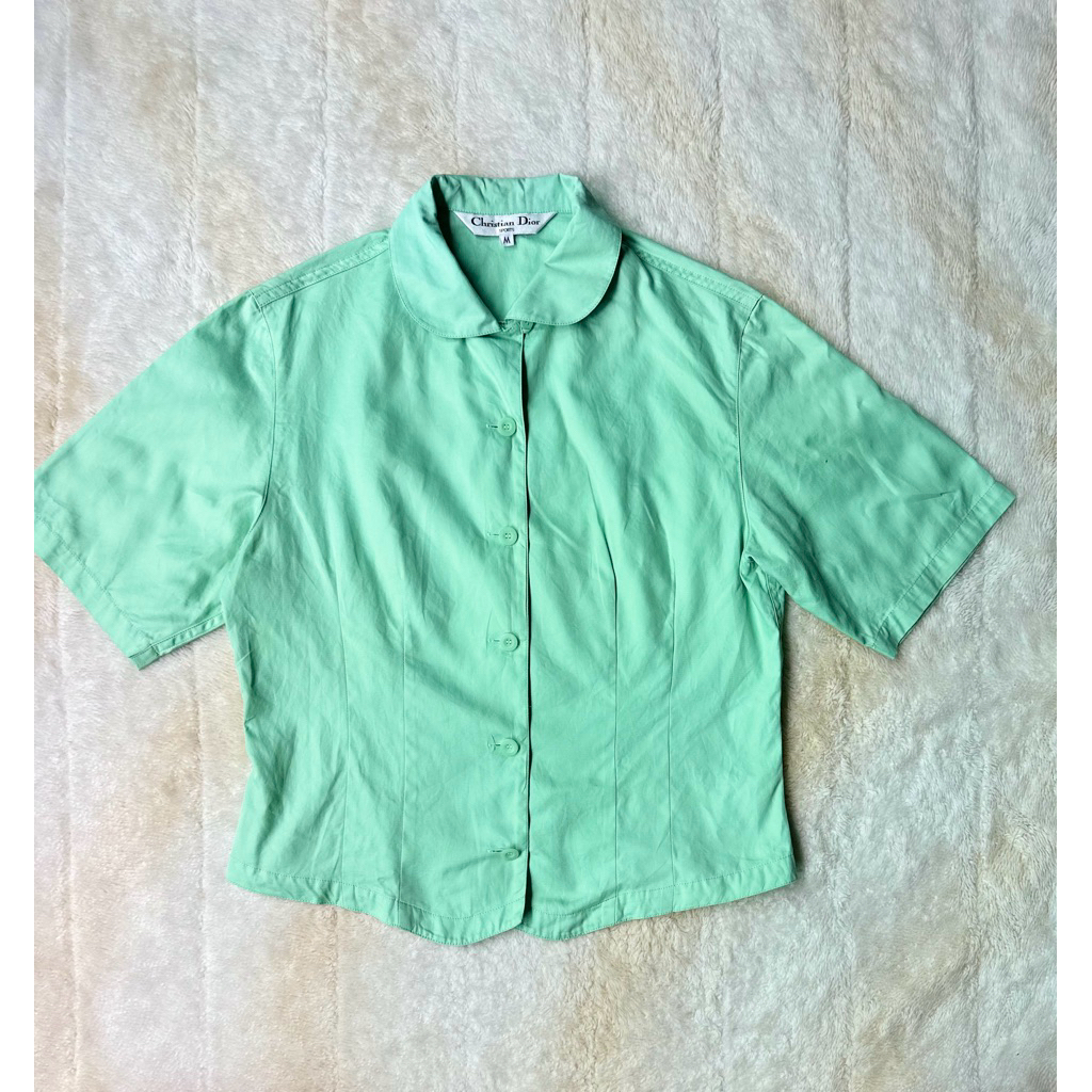 Christian Dior Sports Short Sleeve Shirt (Mint Green) เสื้อเชิ้ตแขนสั้น สไตล์วินเทจสีเขียวมิ้นต์ แท้