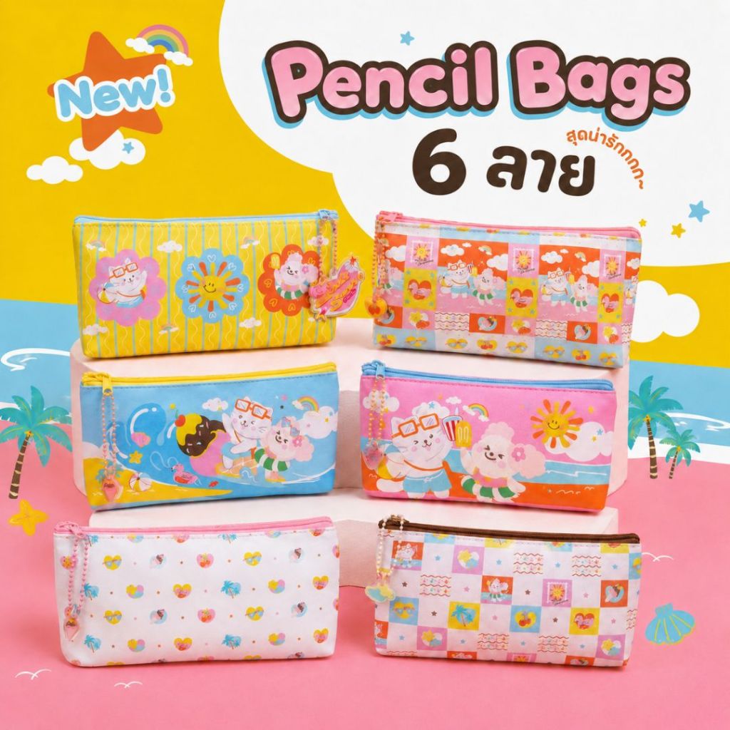 กระเป๋าดินสอ Zoda & Sunnie Duo Daily สำหรับใส่เครื่องเขียนพร้อมพวงกุญแจน่ารัก 6 แบบ PB-010