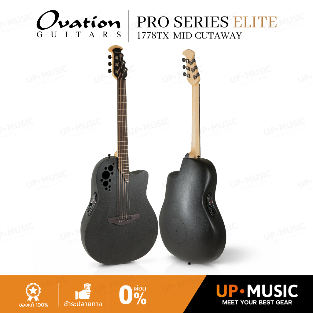 กีตาร์โปร่งไฟฟ้า Ovation Pro Series Elite 1778TX Mid Cutaway – Black Textured