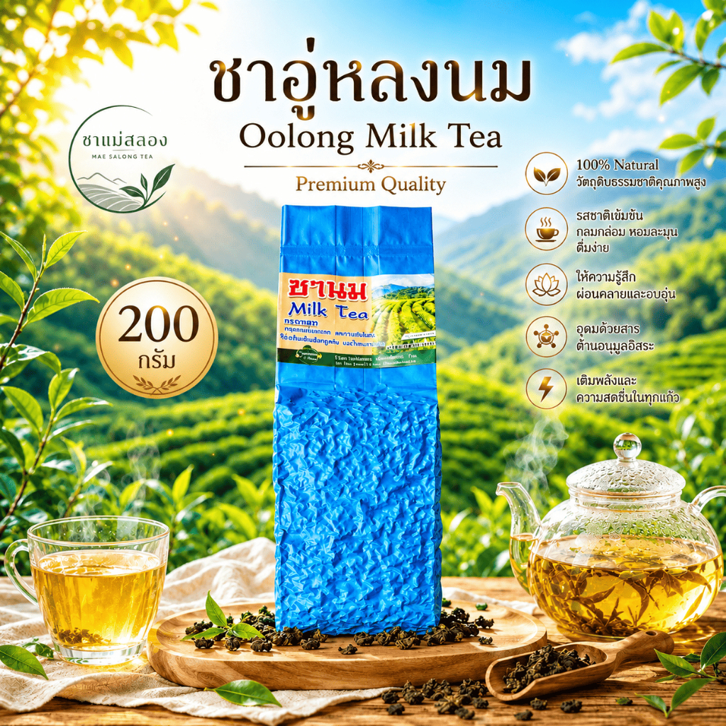 ชาอู่หลงกลิ่นนม เกรดPremium ดื่มง่ายไม่ขม หอมกลิ่นนมชัดเจน ใบชาOrganic ยอดใบชาคู่ที่3 รสชาติเข้มข้น