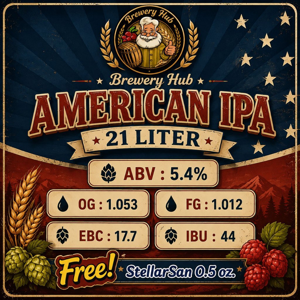 [ American IPA ] ชุดวัตถุดิบทำเบียร์​คราฟต์ พร้อม มอลต์ บาเลย์ (Malt) ฮอปส์ (Hops) ยีสต์ (Yeast) Homebrew
