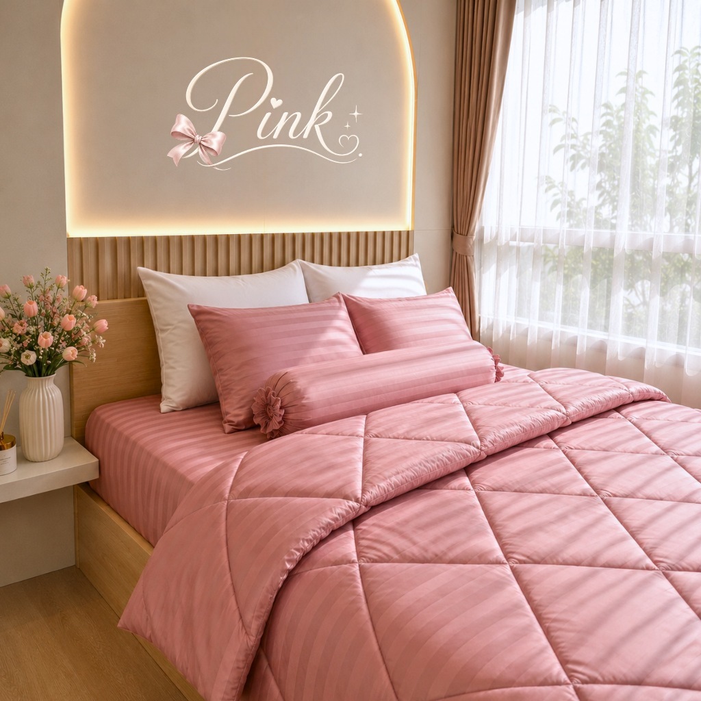 ชุดผ้าปูที่นอนโรงแรม (Luxury Bedding) "Pink" Collection (แบบรวมผ้านวม)