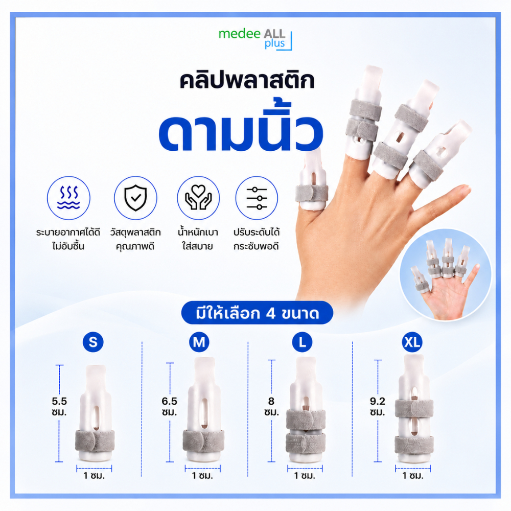 คลิปพลาสติกดามนิ้ว S M L XL