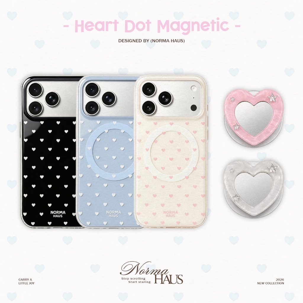 เคส iPhone 18 / 17 / 16 Pro และ Pro Max MagSafe IMD 2 ชั้น ลายหัวใจมินิ ดีไซน์เกาหลี NORMA HAUS