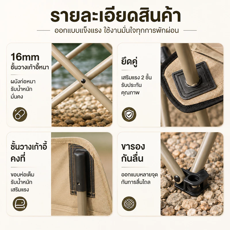 🏆ซื้อ1แถม1🏆เก้าอี้แคมป์ปิ้ง เก้าอี้สนามพับได้ อลูมิเนียม แถมถุงเก็บ รับน้ำหนัก 220กก แคมป์ปิ้ง พนักพิงสูง thumbnail 10