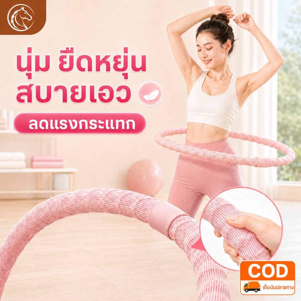 ฮูล่าฮูปท่ออ่อนคอมโพสิต ผ้าไอซ์ซิลค์ 1/1.5/2KG ถ่วงน้ำหนัก นุ่มไม่เจ็บเอว พับเก็บง่าย กระชับเอว Hula Hoop