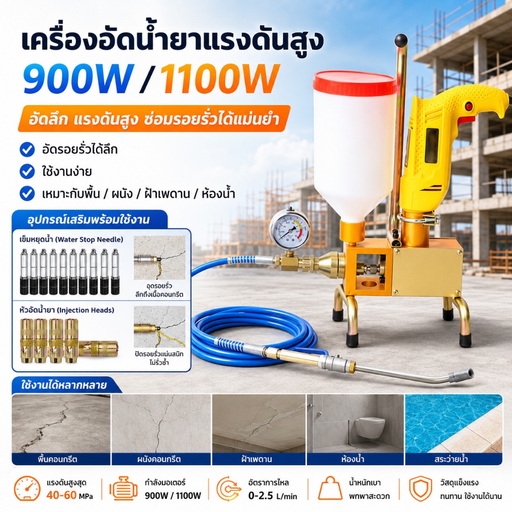 เเครื่องอัดฉีดน้ำยาอิพ๊อกซี่  220V ซ่อมแซมรอยแตกเครื่องโฟมคอนกรีตซ่อม เเครื่องอัดฉีดน้ำยาอิพ๊อกซี่ ครื่ซ่อมแซมรอยแตก PU