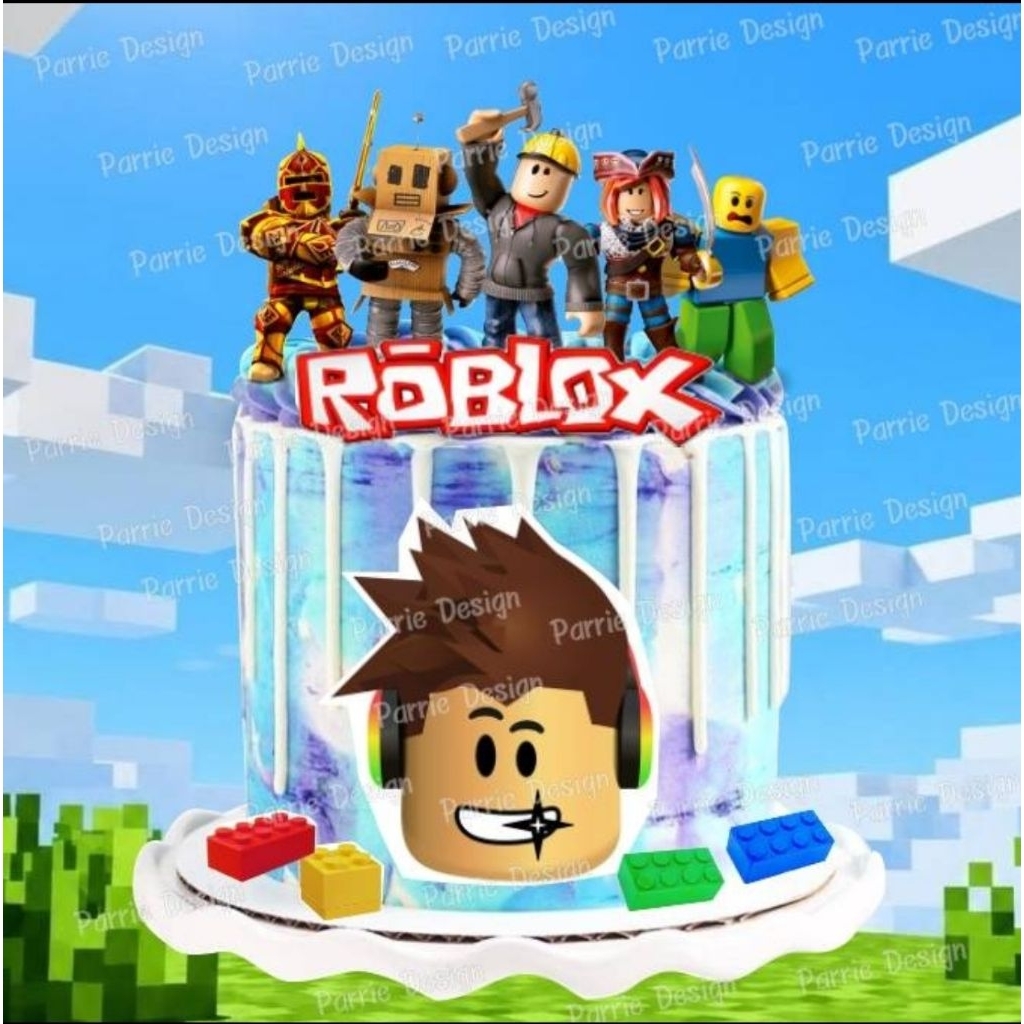 แผ่นเวเฟอร์ เซท Roblox(ทานได้) ตกแต่งเค้ก Roblox 1.5นิ้ว-2ปอนด์