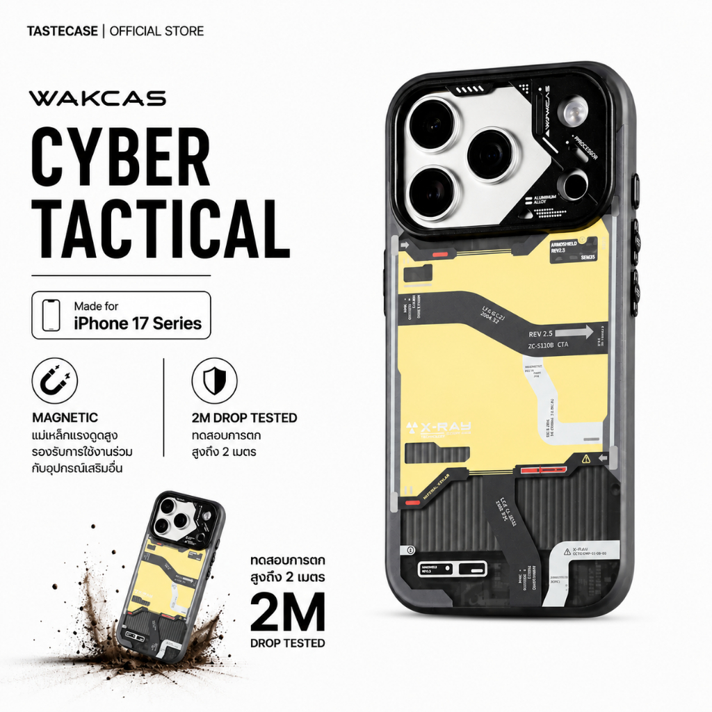 Wakcas Cyber Tactical Magnetic เคสสำหรับ iPhone 17 series และ iPhone 16 series