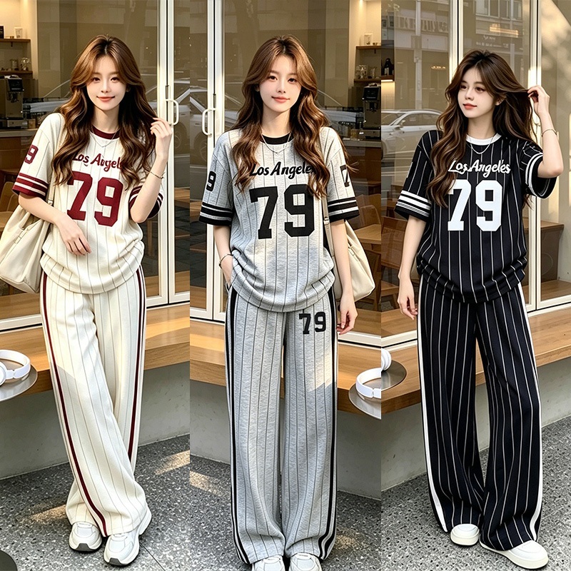 ssmackbansaba No.UG79 ชุดเซ็ท2ชิ้น เสื้อ+กางเกง พิมพ์ลายตัวเลข 79  ชุดเซ็ทแฟชั่น เสื้อผ้าแฟชั่น
