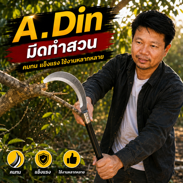 A.Din มีดชัยภูมิ ด้ามยาวหนา พร้อมลุยงานสวน