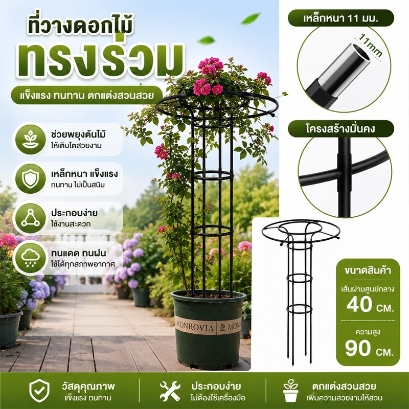 🔥ซุ้มกุหลาบเลื้อย ซุ้มไม้เลื้อย โครงเหล็กดัด ทรงร่ม เคลือบ PE กันสนิม ทนแดดทนฝน แข็งแรง ทนทาน สำหรับตกแต่งสวน คาเฟ่ บ้าน