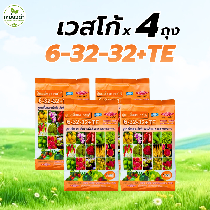 [4ถุง] ปุ๋ยเกล็ดขยายผล 6-32-32 บวกธาตุรองเสริม เวสโก้ 1 กก. สะสมอาหารสร้างตาดอก ยับยั้งใบอ่อน ขยายผล