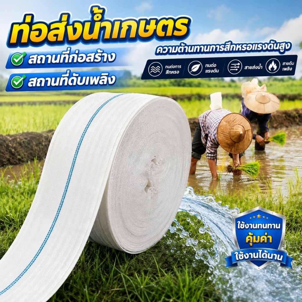 สายส่งน้ำ สายส่งน้ำผ้าใบ 4นิ้ว 10-100เมตร สายยางดับเพลิง สายส่งPE หนาพิเศษ แรงดันสูง สายยาง