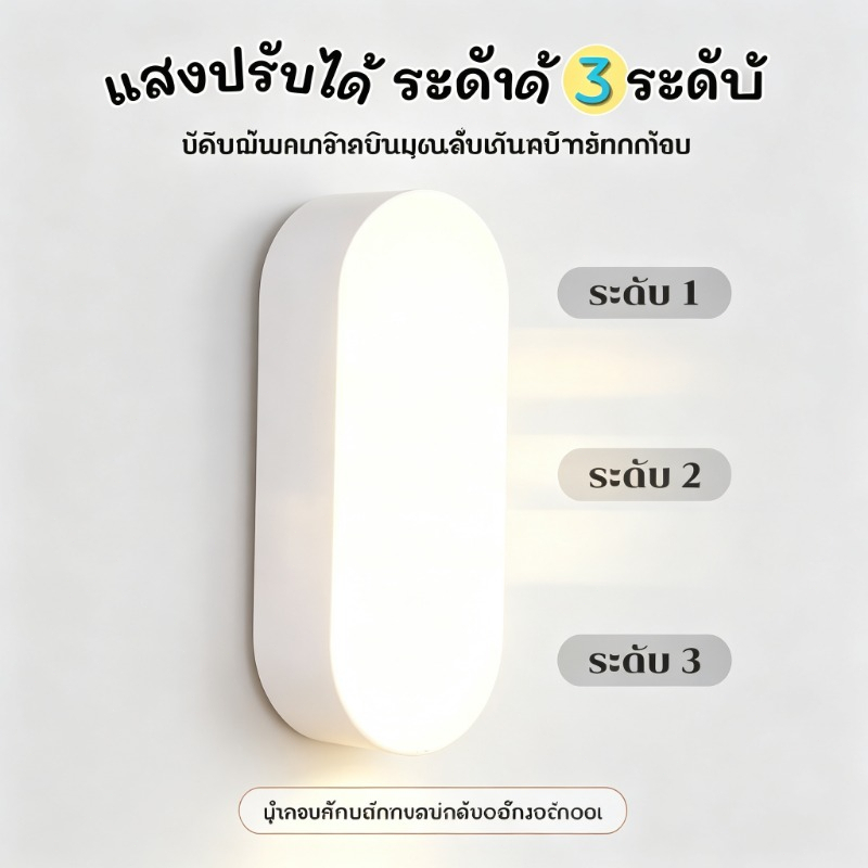 โคมไฟติดผนัง LED ไร้สาย โคมไฟหัวเตียง โคมไฟอ่านหนังสือ ปรับแสงได้ 3 ระดับ ติดผนังหรือวางบนโต๊ะ Wall Lamp