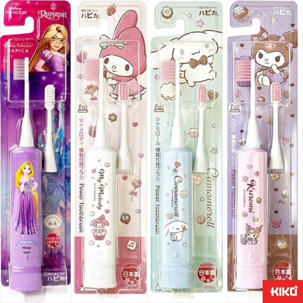 แปรงสีฟันไฟฟ้าเด็กขนอ่อน Hapika หัวแปรงบางเฉียบ/แบน/ดีไซน์ขนแปรงสามแถว/มีแปรงสำรอง 1 อัน🪥
