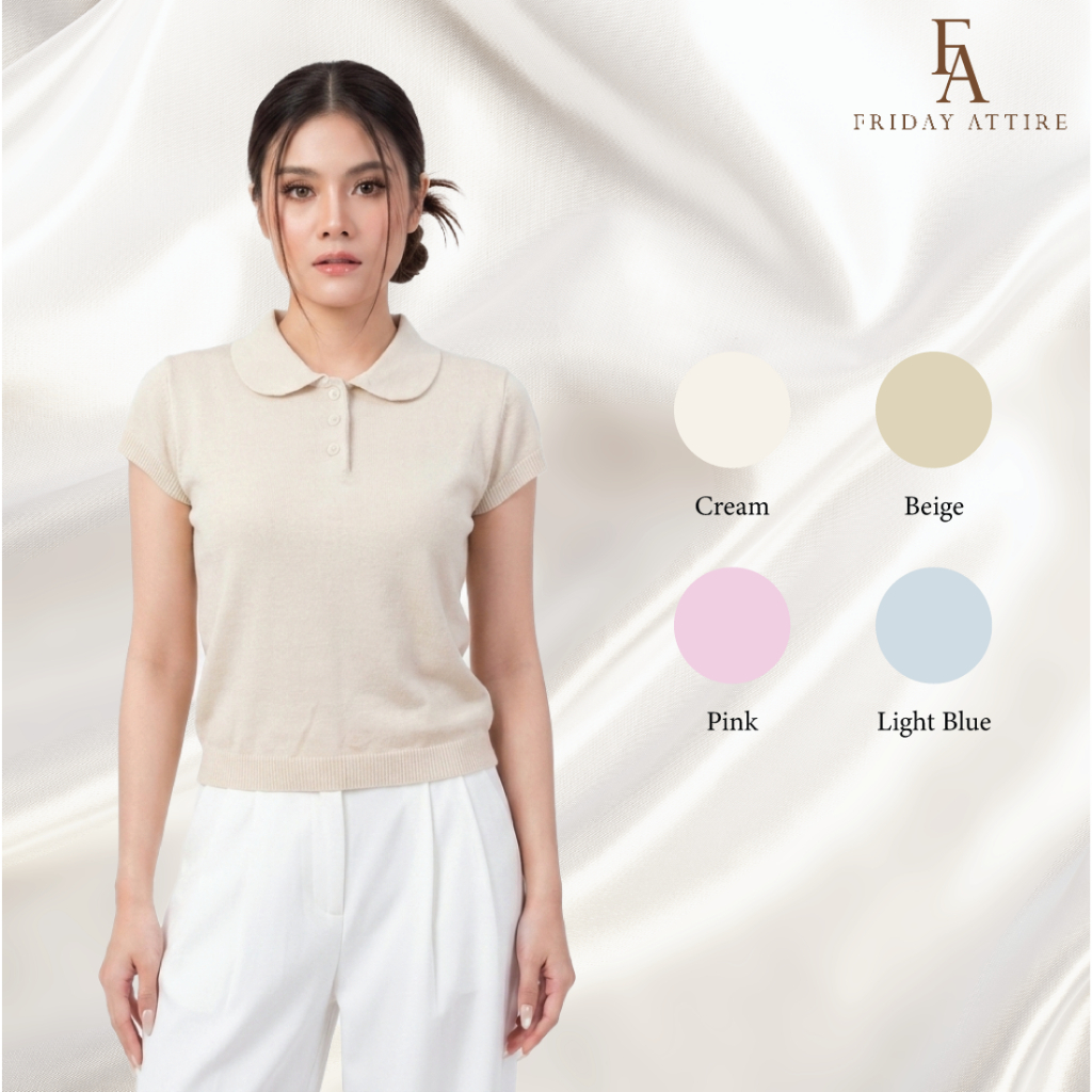 Friday Attire เสื้อไหมพรมคอบัว แขนล้ำ (FT-155)