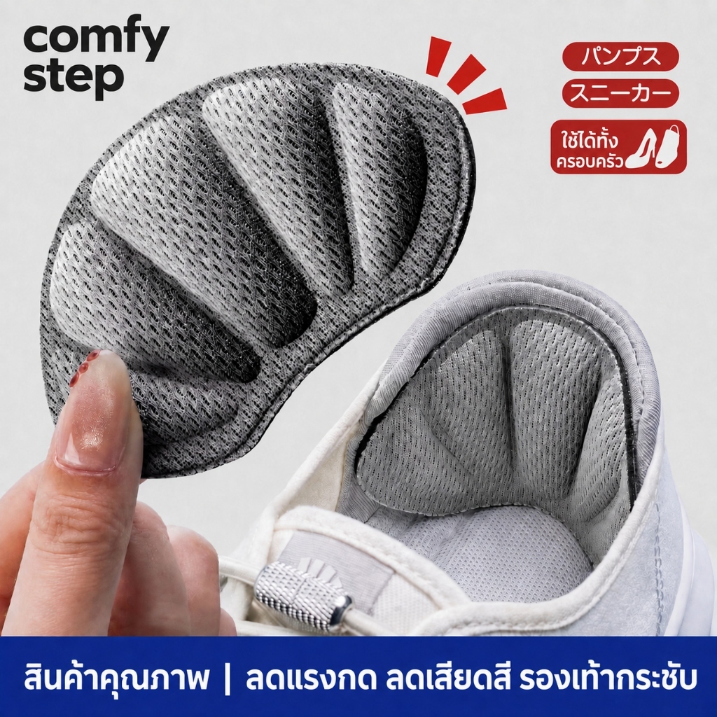 แผ่นกันรองเท้ากัด เมมโมรี่โฟม แผ่นเสริมแก้รองเท้าหลวม