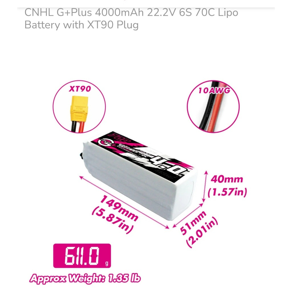 CNHL G+Plus 3300/4000mAh11.1V(3S) /14.8V(4S) / 22.2V( 6S )70C Lipo Battery with XT90 Plug รถ เรือ เค