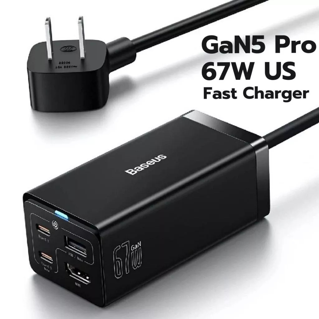 Baseus ที่ชาร์จเร็ว 67W 100W GaN Pro Fast Charger อแดปเตอร์ชาร์จไว หัวชาร์จเร็ว Desktop Power Strip รางปลั๊กไฟ