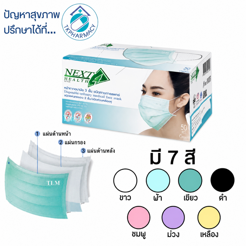 Next Health Mask หน้ากากปิดจมูก กระดาษปิดจมูก 50 ชิ้น