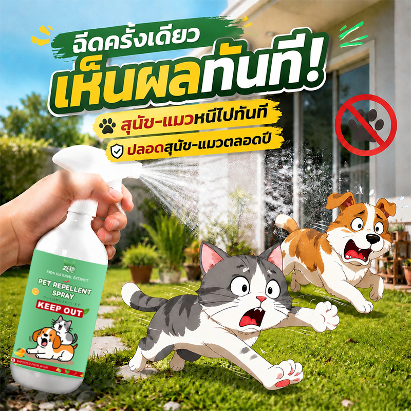 ไม่มีแมวหรือสุนัขในสเปรย์เดียว สเปรย์ไล่แมว สเปรย์ไล่หมา ยาไล่แมว ไล่แมว ไล่หมา 500ml ปลอดภัยต่อคน‑สัตว์เลี้ยง