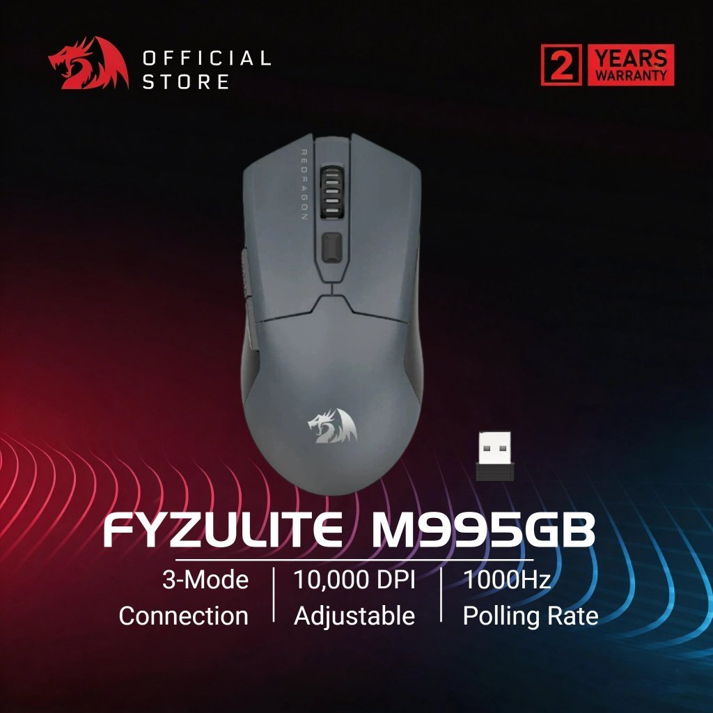 Redragon M995 LITE เมาส์เกมมิ่งไร้สาย 10K DPI ชาร์จไฟได้ พร้อมปุ่มมาโคร 6 ปุ่ม น้ำหนักเบาพิเศษเพียง 51g