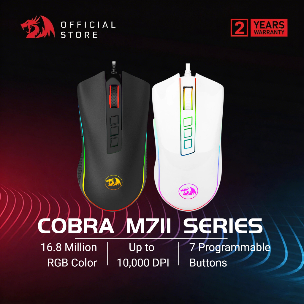 Redragon M711 เมาส์เกมมิ่งแบบมีสาย RGB 16.8 ล้านสี ปรับ DPI สูงสุด 10,000 พร้อม 7 ปุ่มโปรแกรมได้ จับ