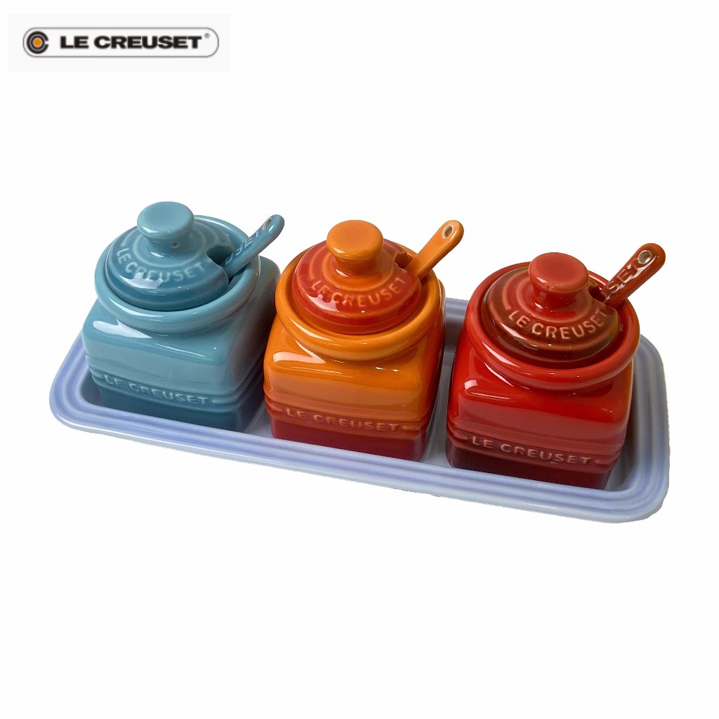 LE CREUSET Condiment Jar  Ceramic  Gradation Color Condiment jar set.