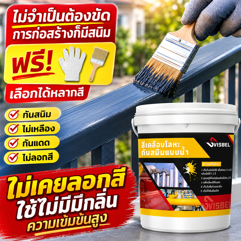 SVISBEL สีกันสนิม 1000g สีน้ำทาสโลหะ แห้งเร็ว ทนแดดทนฝน สีรองพื้นป้องกันสนิม ซ่อมแซมพื้นผิวเหล็กโลหะ