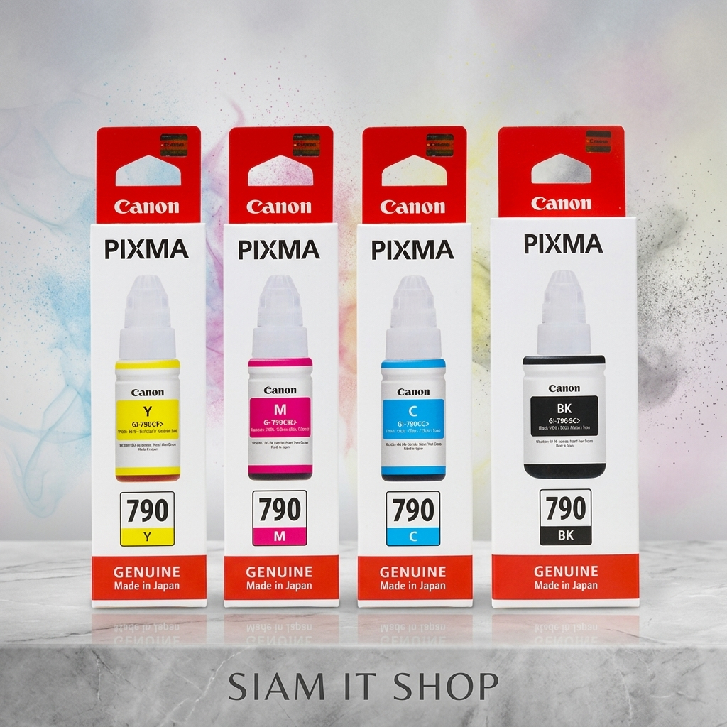 หมึก Canon GI-790 BK ของแท้ มีกล่อง  CANON INK Gl-790 BK,C,Y,M