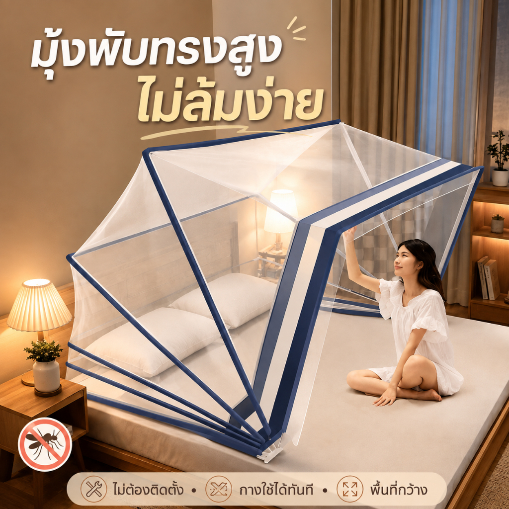 [ส่งจากไทย] มุ้งกันยุง มุ้งพับได้ 3.5ฟุต 5ฟุต กันแมลง มุ้งพกพา สำหรับเด็กและผู้ใหญ่ ป้องกันยุง เตียงขนาด ระบายอากาศได้ดี