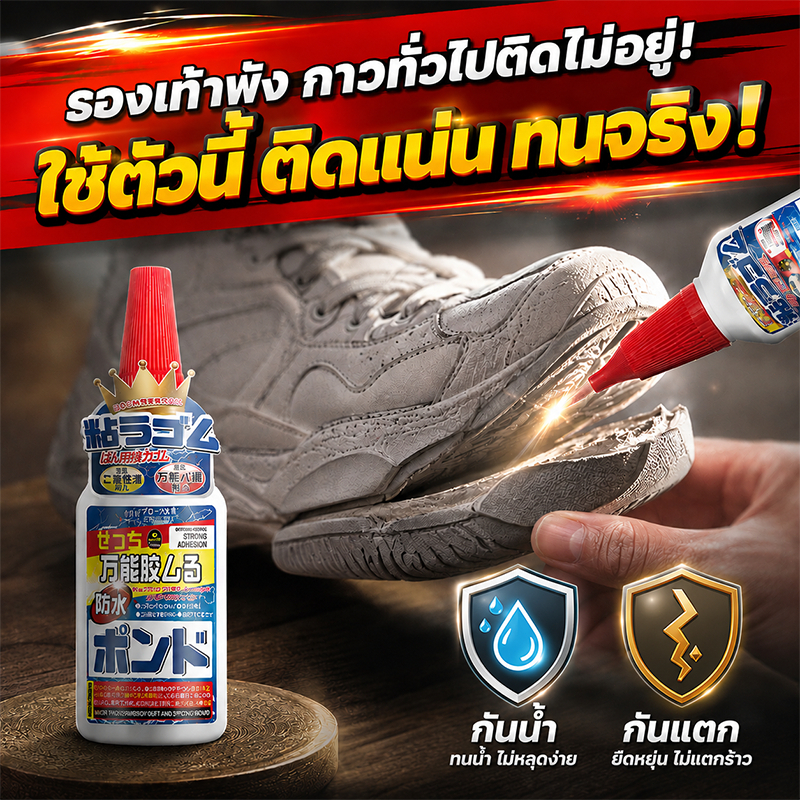 กาวติดรองเท้า กาวซ่อมพื้นรองเท้า แรงยึดเกาะสูง กันน้ำ ใช้งานง่าย แห้งเร็ว เหมาะสำหรับซ่อมรองเท้า หนัง และรองเท้าผ้าใบ