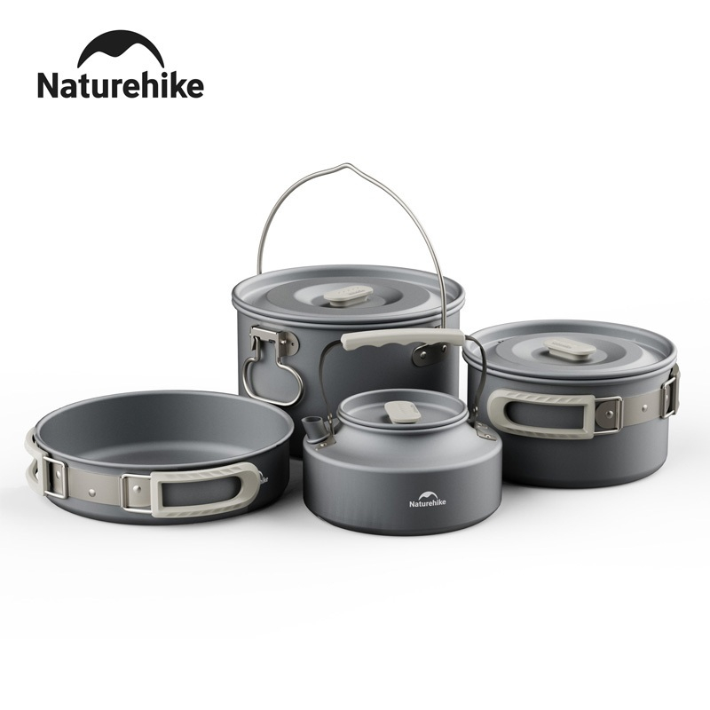 Naturehike ชุดหม้ออลูมิเนียมอัลลอยด์สำหรับตั้งแคมป์ ชุดหม้อกลางแจ้งแบบรวม