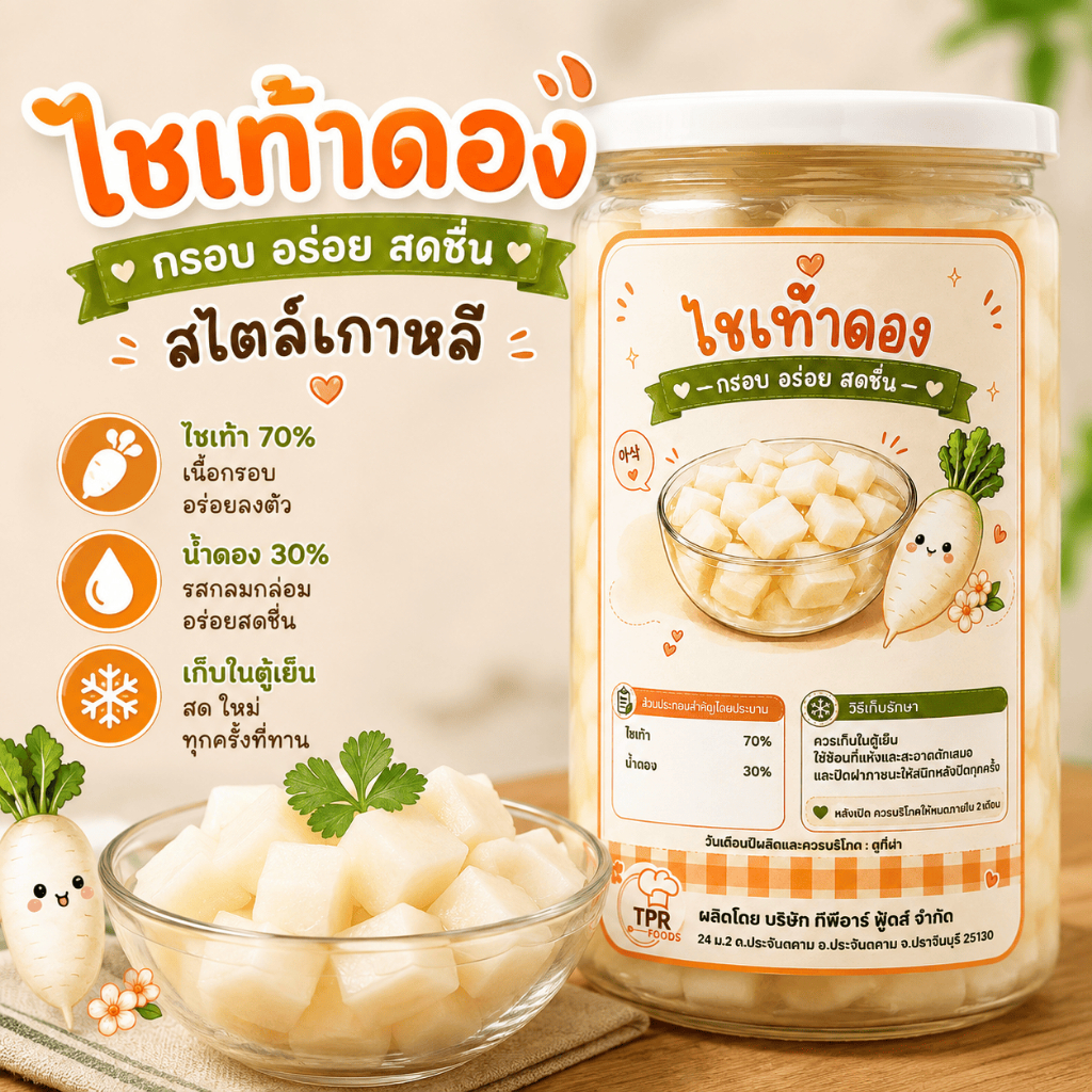 ไชเท้าดอง สไตล์เกาหลี กรอบ เปรี้ยวหวาน ปลอดสาร สดใหม่