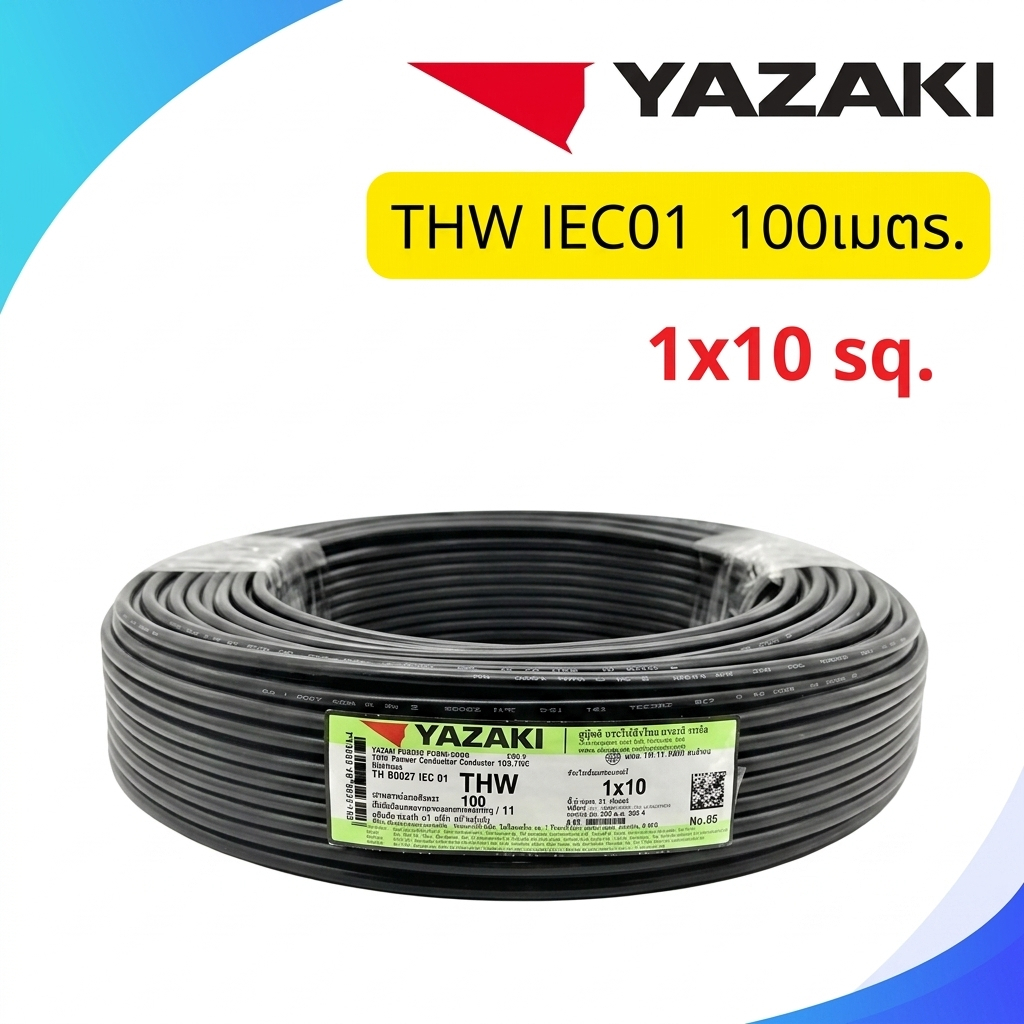 สายไฟ THW 1x10 SQmm.(100m. /ม้วน)Yazaki