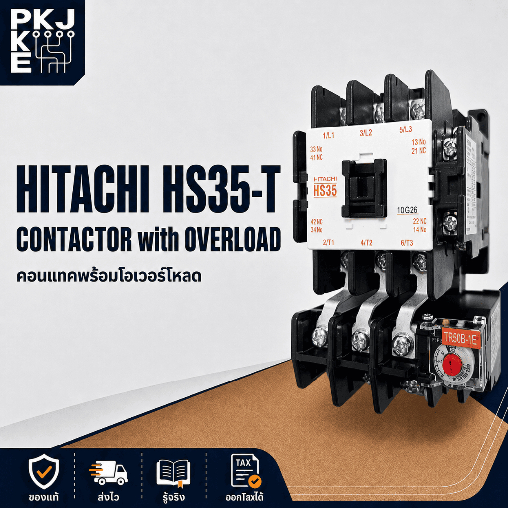 HS35-T แมกเนติก HITACHI HS35 พร้อมโอเวอร์โหลด TR50B-1E คอนแทกเตอร์ คอนแทคเตอร์ ฮิตาชิ แม็กเนติก สตาร์ทมอเตอร์