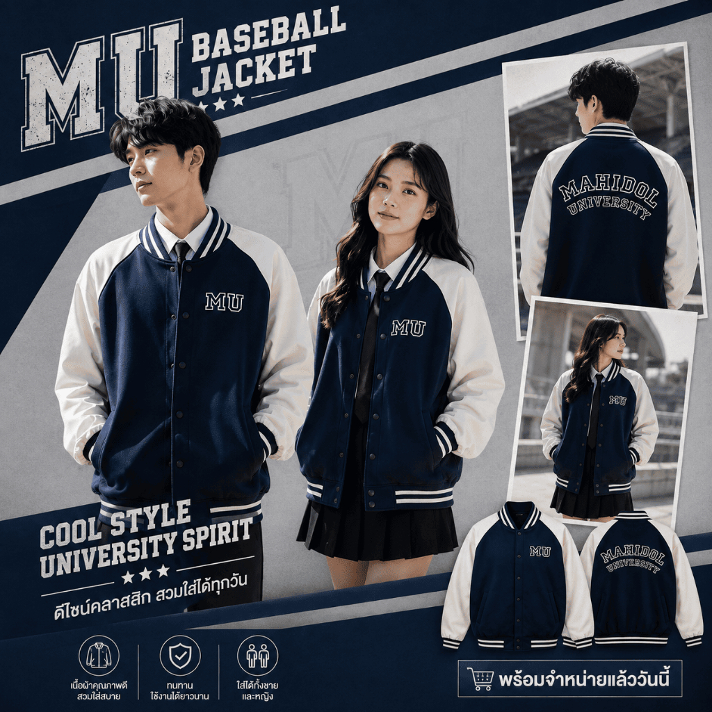 เสื้อแจ็กเก็ตมหิดล MU Baseball Jacket