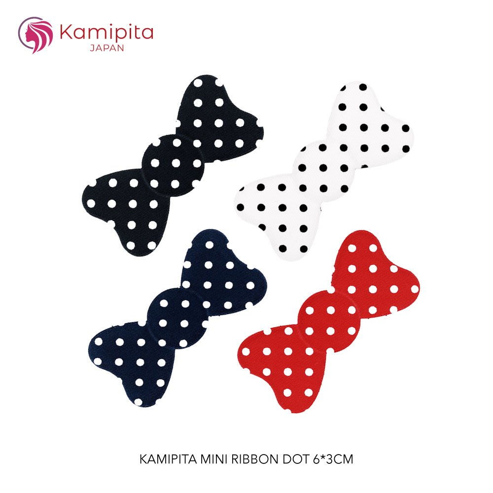 KAMIPITA แผ่นติดผมไม่เป็นรอย ติดแน่น รุ่น MINI RIBBON DOT 6*3CM กิ๊บติดผมญี่ปุ่น ไม่เป็นรอย ไม่กินผม