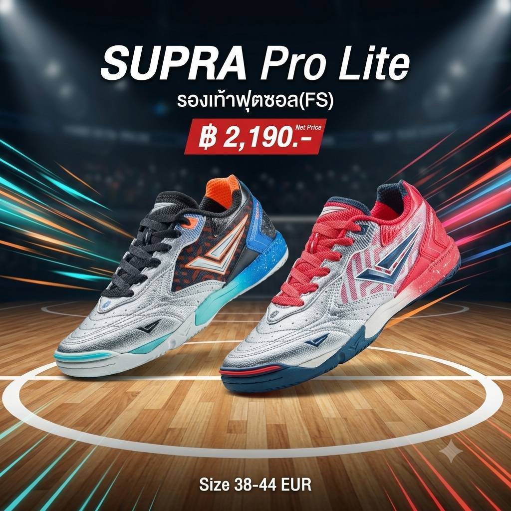 WINGZ รองเท้าฟุตซอล SUPRA Pro Lite รองเท้าฟุตซอลสายสปีด/สายคอนโทรลที่เน้นความเบา กระชับ ความคล่องตัว