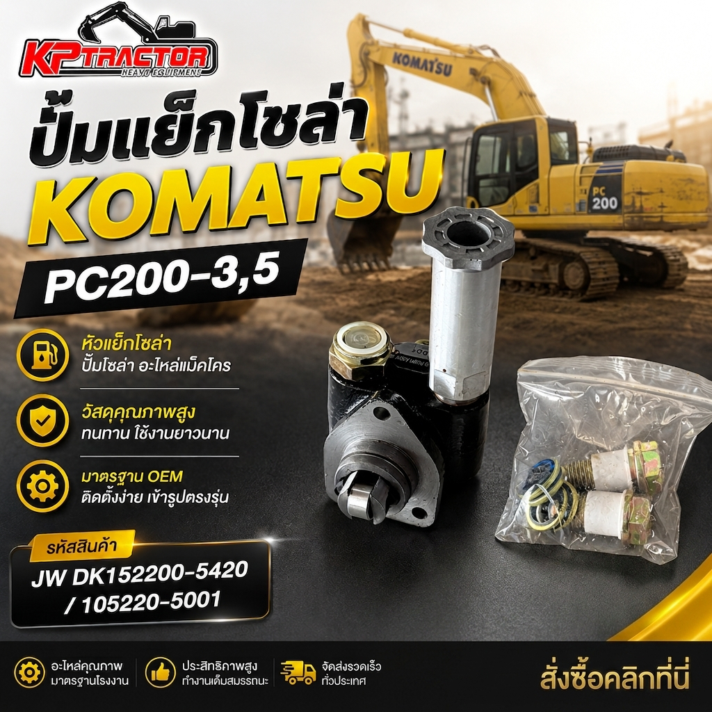 ปั้มแย๊กโซล่า Komatsu PC200-3,5 หัวแย็กโซล่า ปั๊มโซล่า อะไหล่แม็คโคร JW DK152200-5420 / 105220-5001