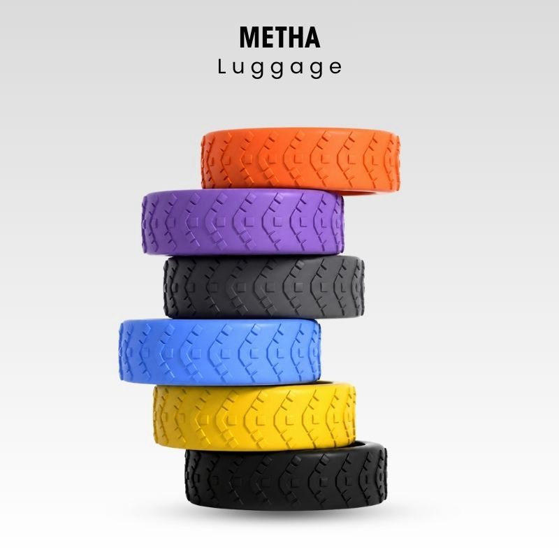 METHA ซิลิโคนล้อกระเป๋าเดินทาง ซิลิโคนแบบขรุขระ ลดเสียงรบกวน 8 ชิ้น สีสันหลากหลาย สำหรับล้อเส้นผ่านศูนย์กลาง 5-6 ซม.
