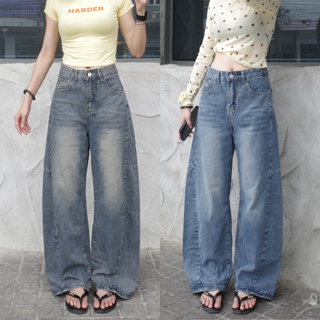 กางเกงยีนส์ทรงบาร์เรลใส่ได้ชาย-หญิง รุ่น Muse Jeans