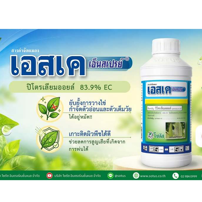 เอสเค เอ็นสเปรย์ (SK Enspray )( 1 ลิตร ) เอสเค 99 ปิโตรเลียมออยท์ จับใบ คุมไข่ คุมตัวอ่อน ลดการระบาดของแมลงศัตรู