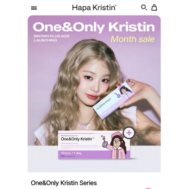 [พร้อมส่ง] แบ่งขาย Hapa Kristin รุ่น One&Only Kristin Series คอนแทคเลนส์รายวัน (Dia: 14.2mm/G.dia: 1