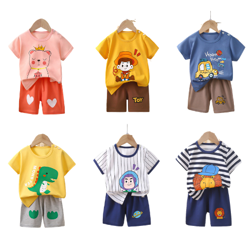 เสื้อผ้าเด็ก ชุดเด็กลายการ์ตูน แบบเซ็ท เสื้อ+กางเกงขาสั้น [K01-K06]