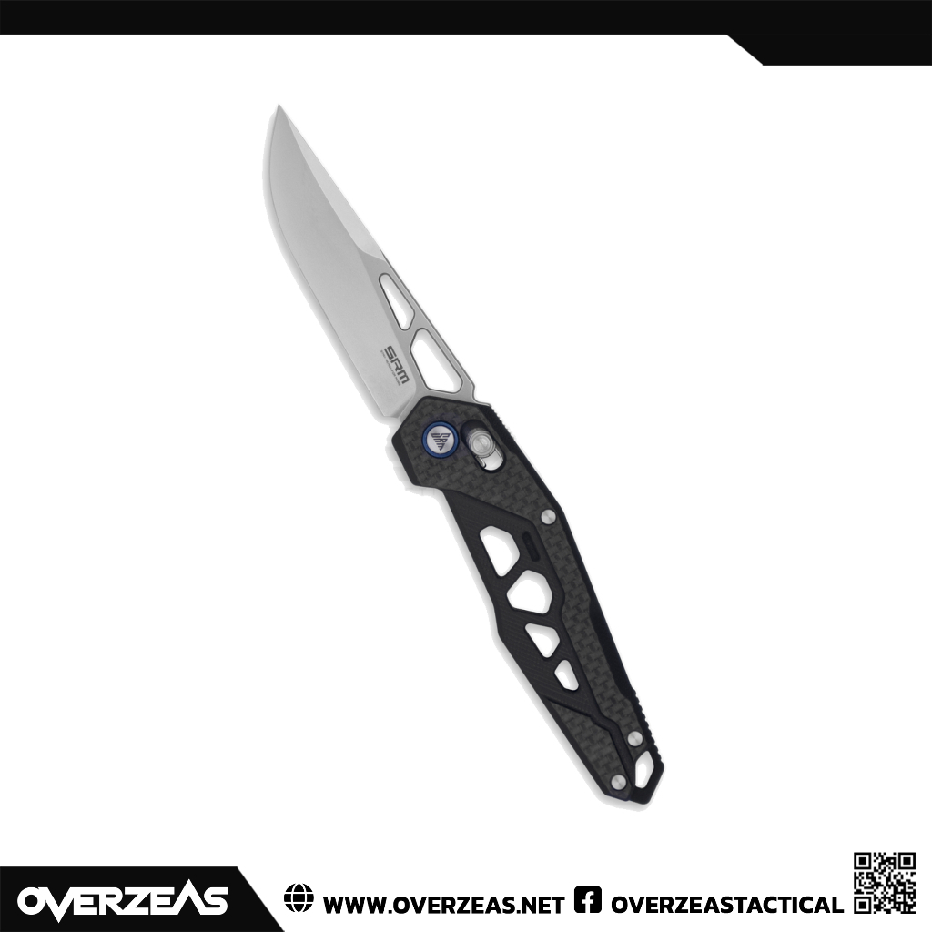 มีดพับ SRM Mecha Ambi Lock G-10/CF Overlay Handle (D2 3.3" Beadblast),9225-KB