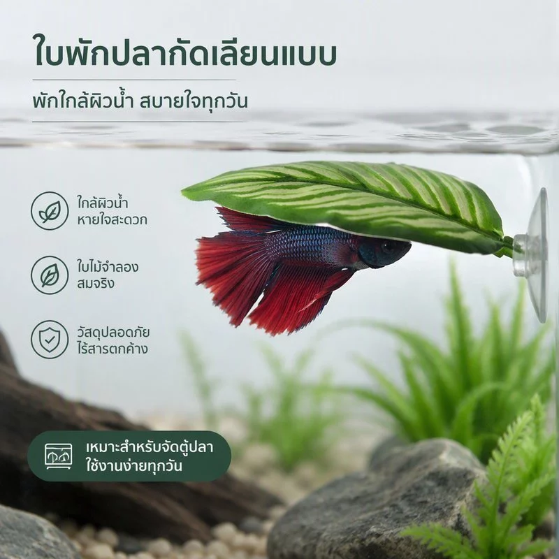 ใบไม้ปลอมสำหรับปลากัด ที่นอนพักผ่อนจำลองใบบัวตกแต่งตู้ปลา thumbnail 10