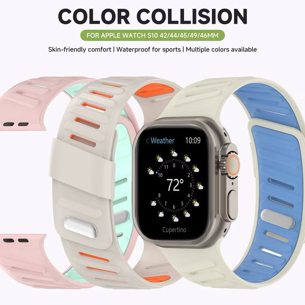 ZMZ สายนาฬิกา Smartwatch สายยางซิลิโคนทูโทนW ขนาด 38/40/41/(S10)42mm 42/44/45/46/49mm